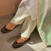 Ivory mangalgiri handloom cotton salwar suit with hand block printed Maheswari dupatta
